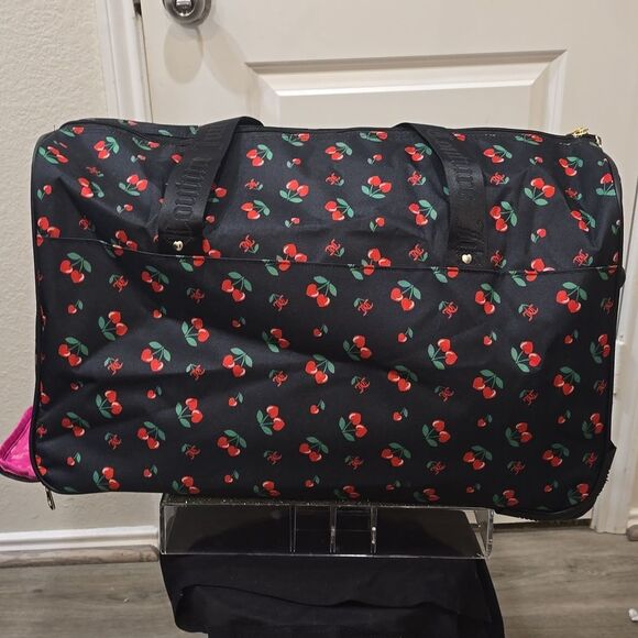 Juicy Couture Heart Cherries Travel Rolling Duffel Bag - Picture 8 of 14
